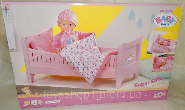Лялька Бебі Борн з ліжечком My Little BABY Born Supersoft Doll with Bed