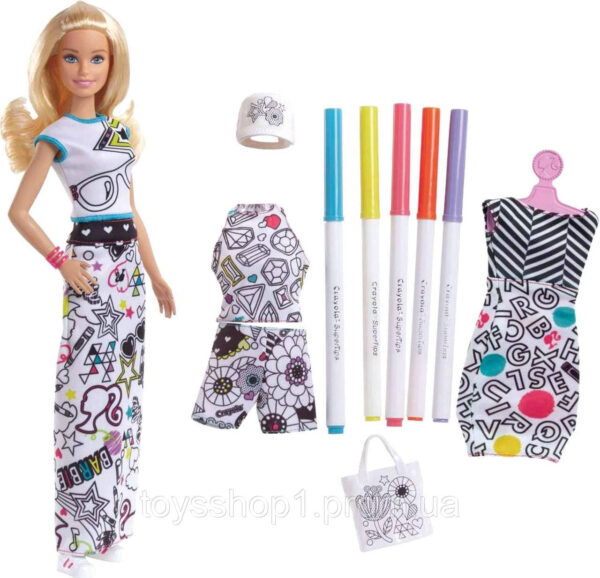 Ігровий набір Барбі Дизайнер Barbie Crayola Color-in Fashions Blonde FPH90