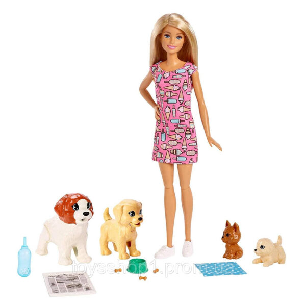 Лялька Барбі з цуценятами дитячий садок цуценят Barbie Doggy Daycare Doll, Blonde and Pets Playset FXH08