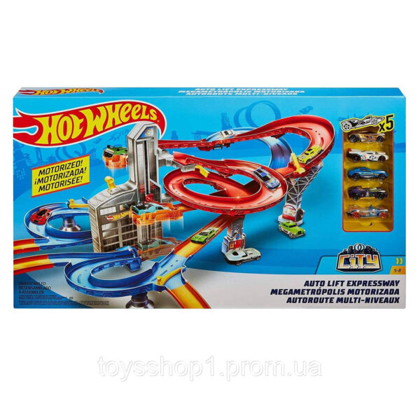 Трек Автоліфт Хот Вілс мега гараж, Hot Wheels Auto Lift Expressway, Hot Wheels FXN21