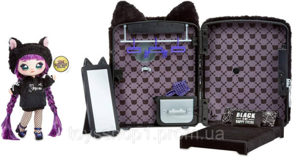 Ігровий набір із лялькою Na! Na! Na! Surprise 3 в 1 Рюкзачок кішечка з сюрпризом Backpack Bedroom Black Kitty