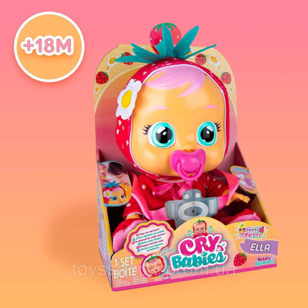 Лялька Cry Babies Тутті Фрутті Елла Полуничка інтерактивна лялька пупс, що плаче немовля Tutti Frutti Ella