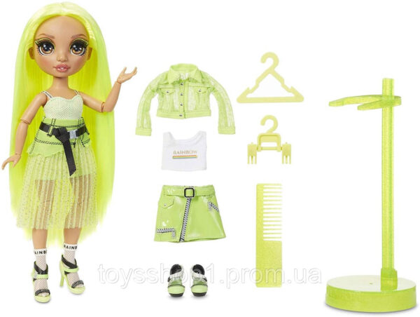 Лялька Рейнбоу Хай зелена салатова Карма Нікольс Rainbow High Karma Nichols — Neon Green Fashion Doll