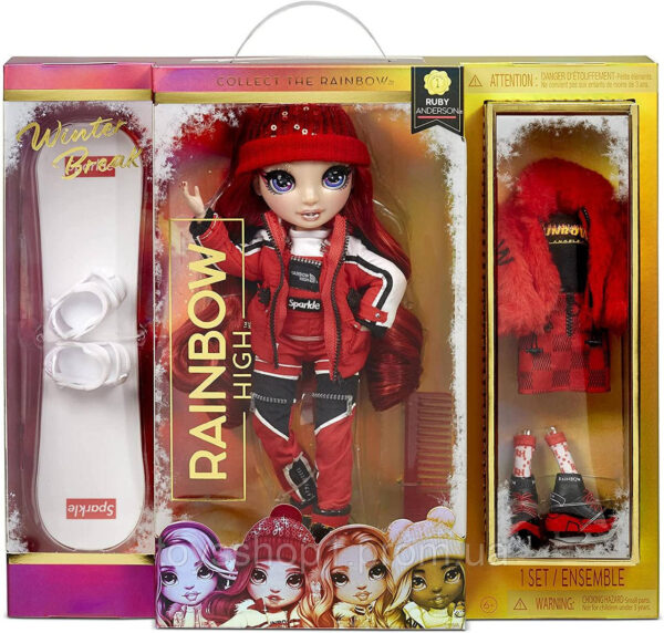 Лялька Рейнбоу Хай Рубі Сила серії Зима Rainbow High Winter Break Ruby Anderson Red Winte