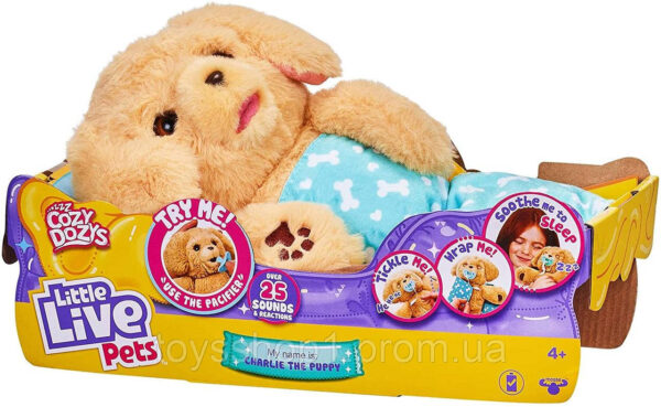 Інтерактивне щеня Чарлі обнімашка Little Live Pets Cozy Dozys Charlie 26387