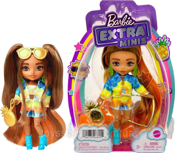 Лялька Барбі екстра міні Модниця у куртці та шортах Barbie Extra Minis Doll Wearing Tie-Dye Jacket Shorts