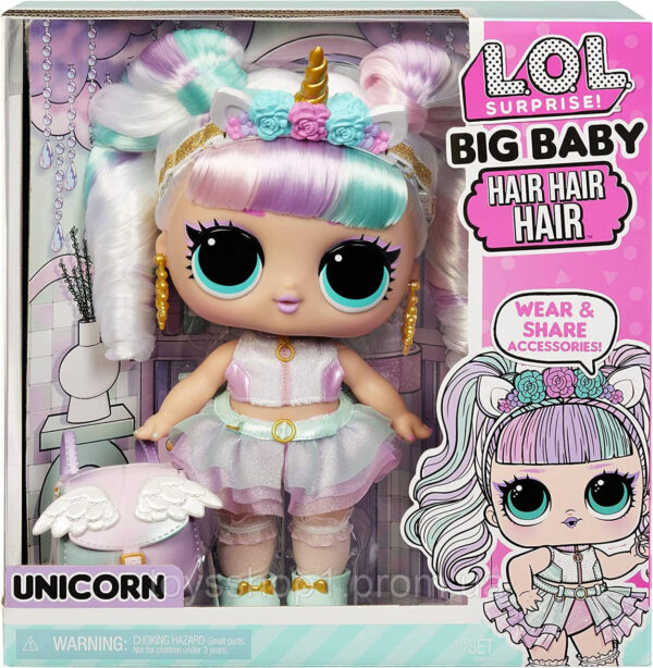Велика лялька Лол Сюрприз Єдиноріг LOL Surprise Big Baby Hair Hair Large 11" Unicorn