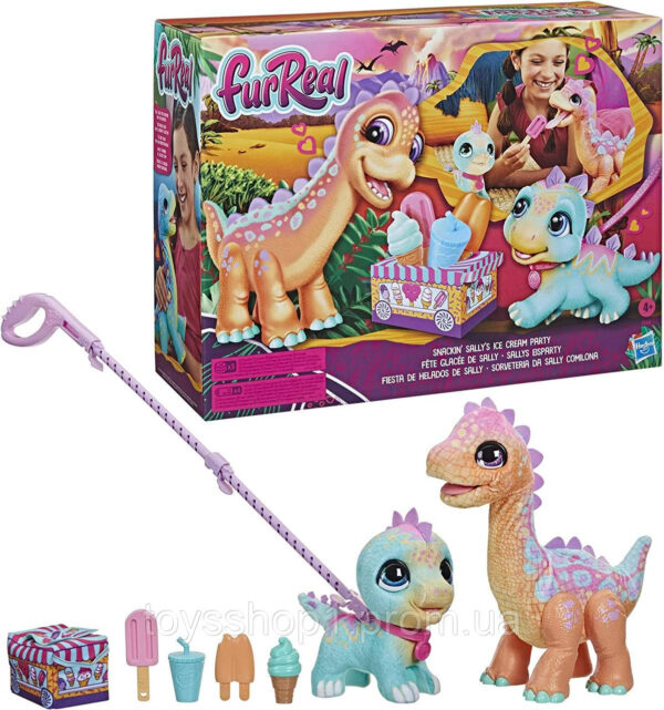 Інтерактивна іграшка динозавр Діно FurReal Snackin' Sally's Ice Cream Party Electronic Pet