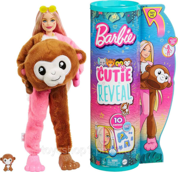 Лялька Барбі в костюмі Мавпочки Barbie Cutie Reveal Fashion Doll, Jungle Series Monkey