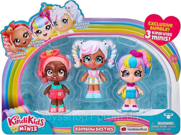 Набір ляльки міні Кінді Кідс веселка Kindi Kids Minis Rainbow Besties 3 Pack