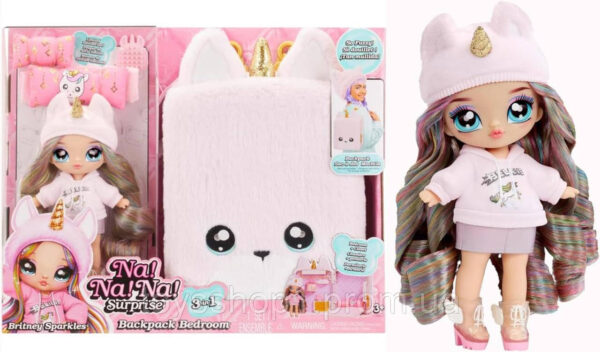 Набір На На На 3 в 1 спальня рюкзачок Na Na Na Surprise 3-in-1 Backpack Bedroom Unicorn Britney Sparkles