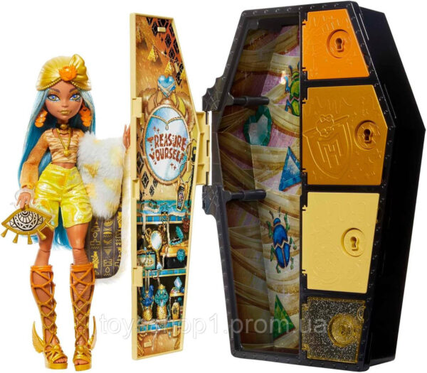 Лялька Монстер Хай Клео Де Ніл Шафа з секретами Monster High Cleo De Nile Skulltimate Secrets HNF76