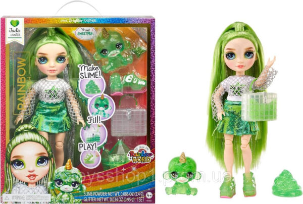 Рейнбоу Хай Джейд Хантер з вихованцем і слаймом Rainbow High Jade Green Fashion Doll with Slime