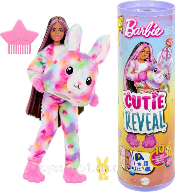 Лялька Барбі в костюмі райдужного кролика Barbie Cutie Reveal Bunny HRK38