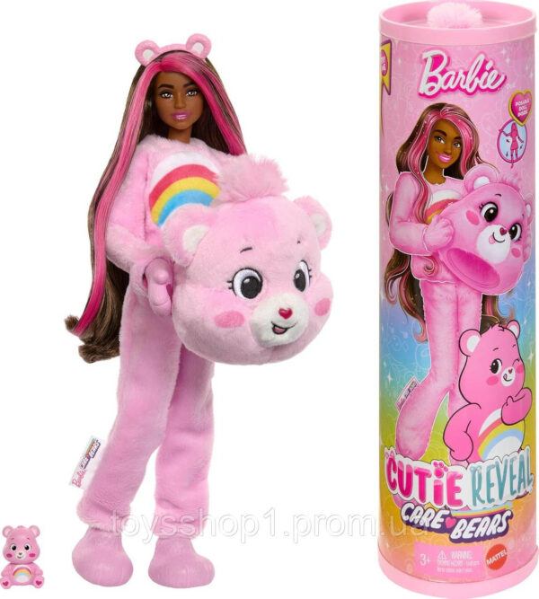 Лялька Барбі в костюмі рожевого Ведмедика Barbie Cutie Reveal Care Bears Series