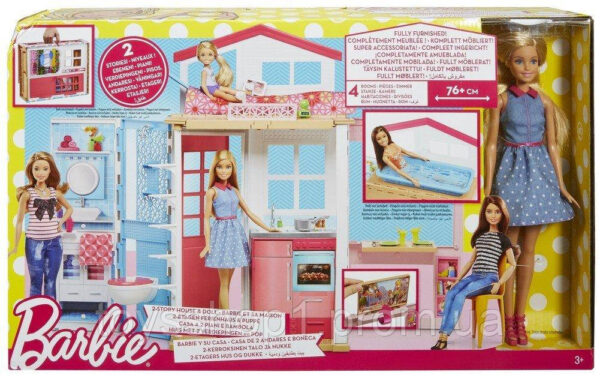 Портативний будиночок Barbie з лялькою Barbie 2-Story House with Furniture&Accessories